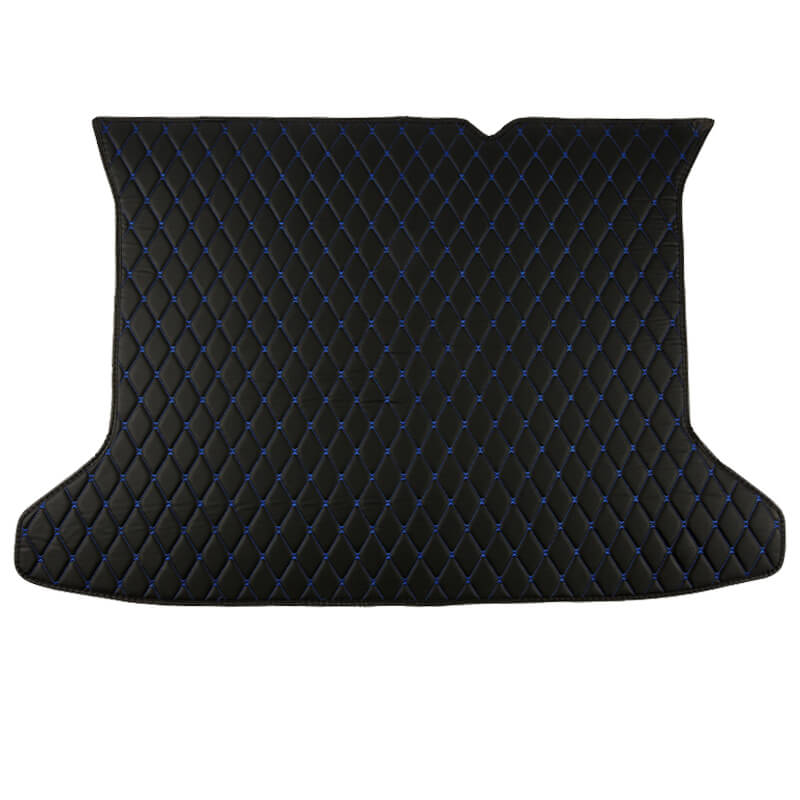 Custom Black and Blue Stitching Luxury Leather Diamond Trunk Base Mats Canada