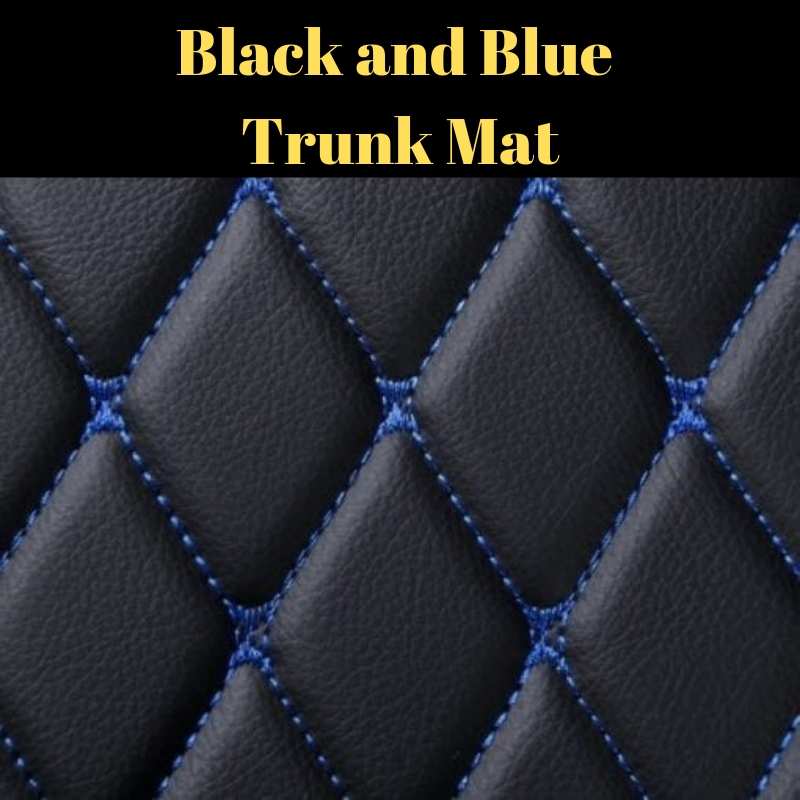 Custom Black and Blue Stitching Luxury Leather Diamond Trunk Base Mats Canada
