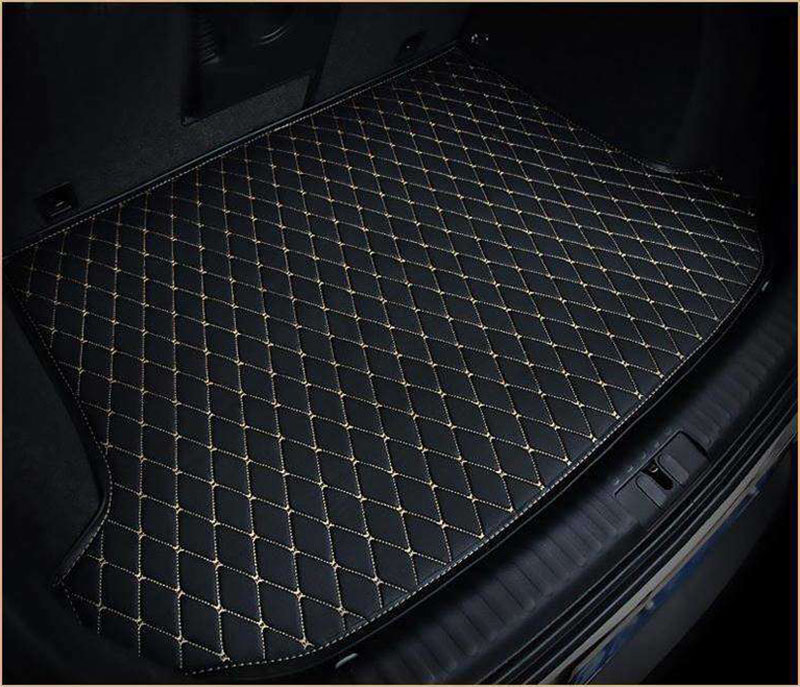 Custom Black and White Stitching Luxury Leather Diamond Trunk Base Mats Canada