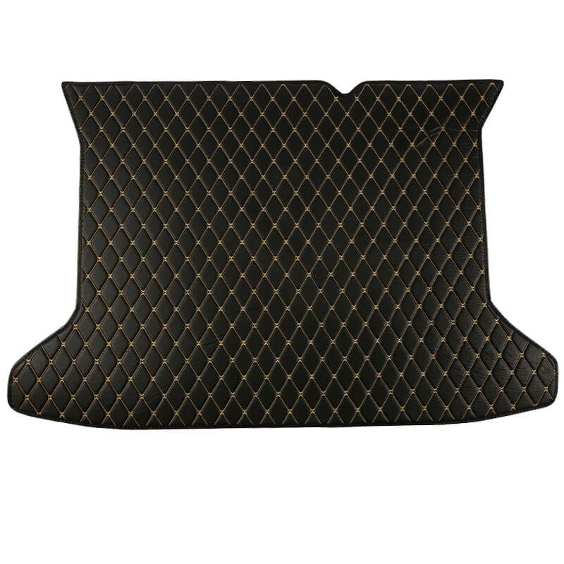 Custom Black and Yellow Stitching Luxury Leather Diamond Trunk Base Mats Canada