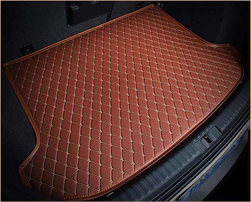 Custom Brown Luxury Leather Diamond Trunk Base Mats Canada