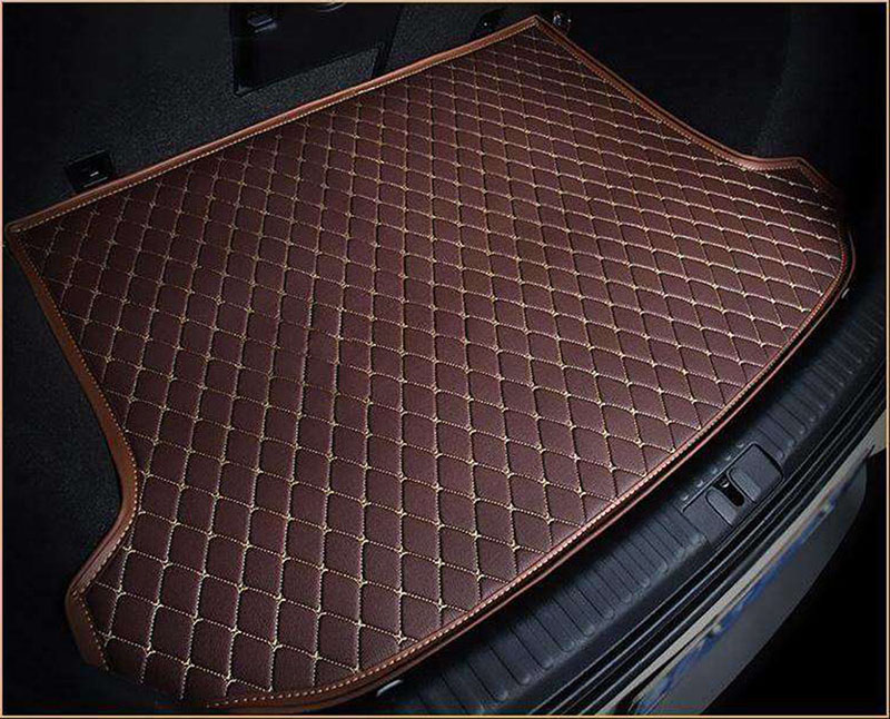 Custom Dark Brown Luxury Leather Diamond Trunk Base Mats Canada