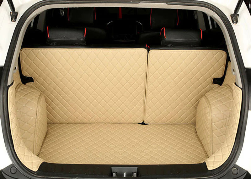 Custom Beige Full Cover Luxury Leather Diamond Trunk Car Mats Canada