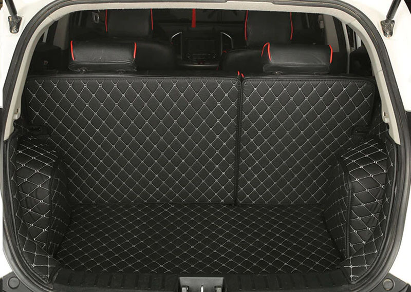 Custom Black and White Stitching Full Cover Luxury Leather Diamond Trunk Car Mats Canada