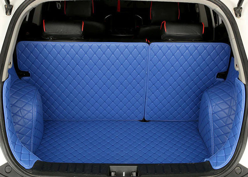 Custom Blue Full Cover Luxury Leather Diamond Trunk Car Mats Canada