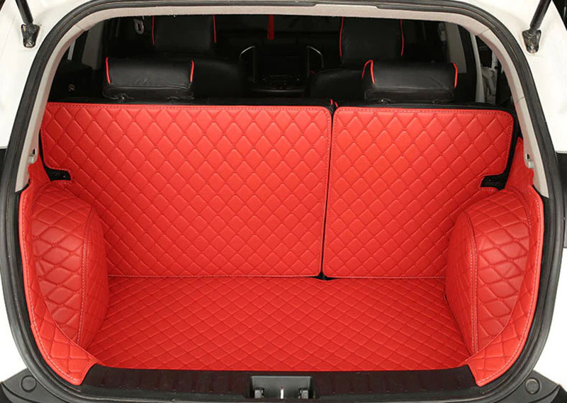 Custom Red Full Cover Luxury Leather Diamond Trunk Car Mats Canada