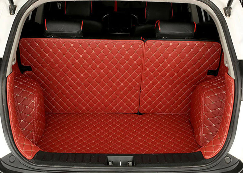 Custom Wine Red Full Cover Luxury Leather Diamond Trunk Car Mats Canada